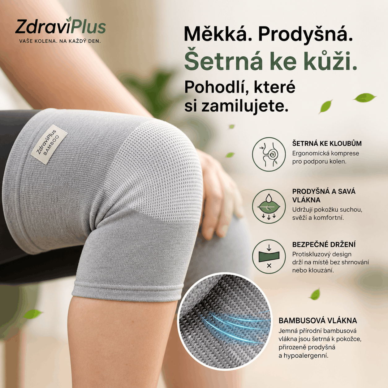 Bambusové kompresní návleky na kolena